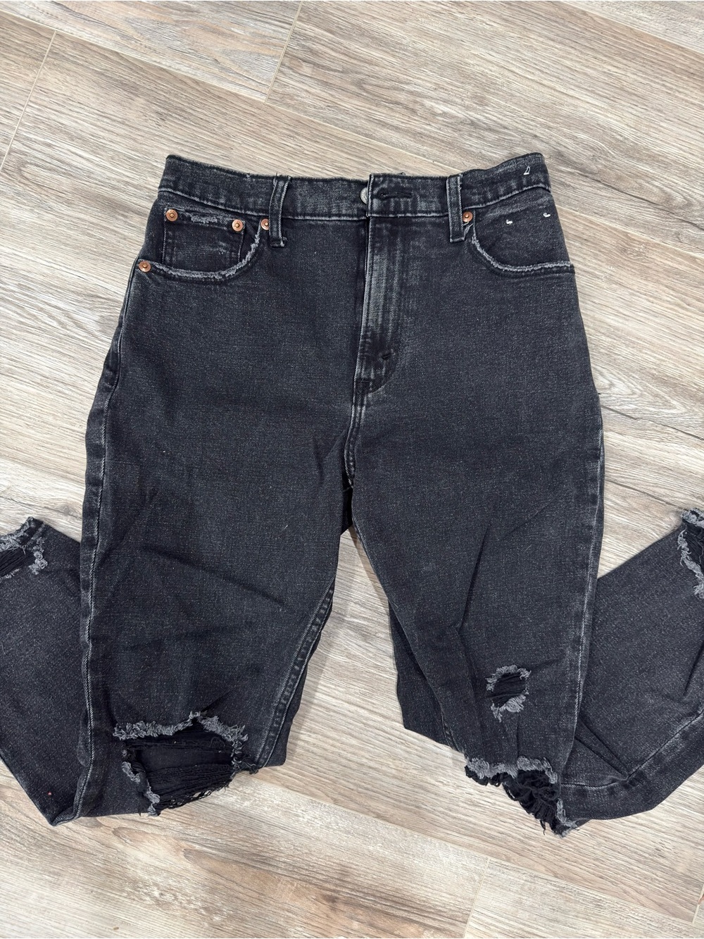 Abercrombie Black Distressed High-Waist Women's Jeans